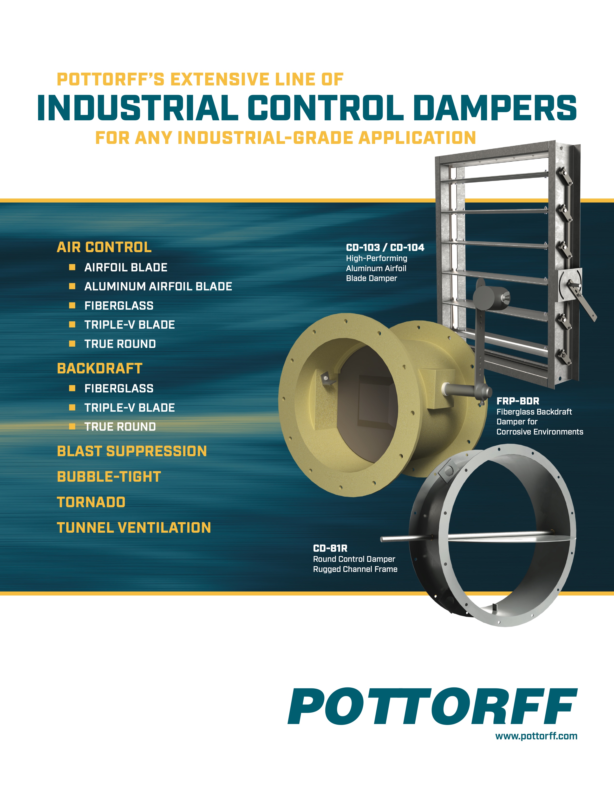 Features our expanding line-up of industrial dampers with handy competitor guide